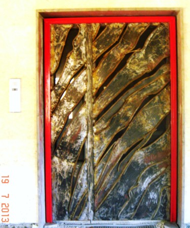 " Méandres " Porte sculptée en acier doux. Dimensions; 230 x 150 x 10 cm.